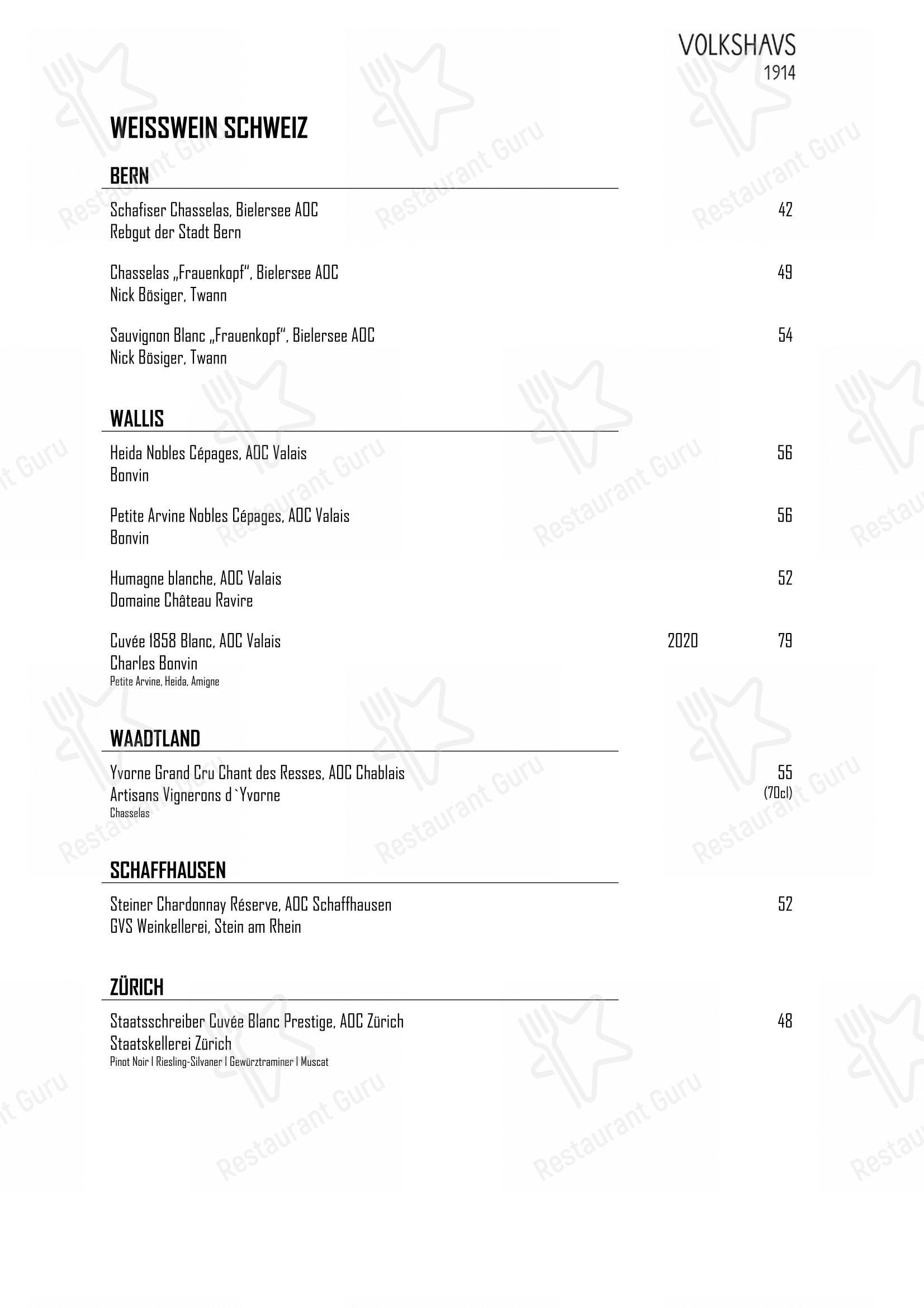 Volkshaus 1914 in Berna - Коктейльная карта