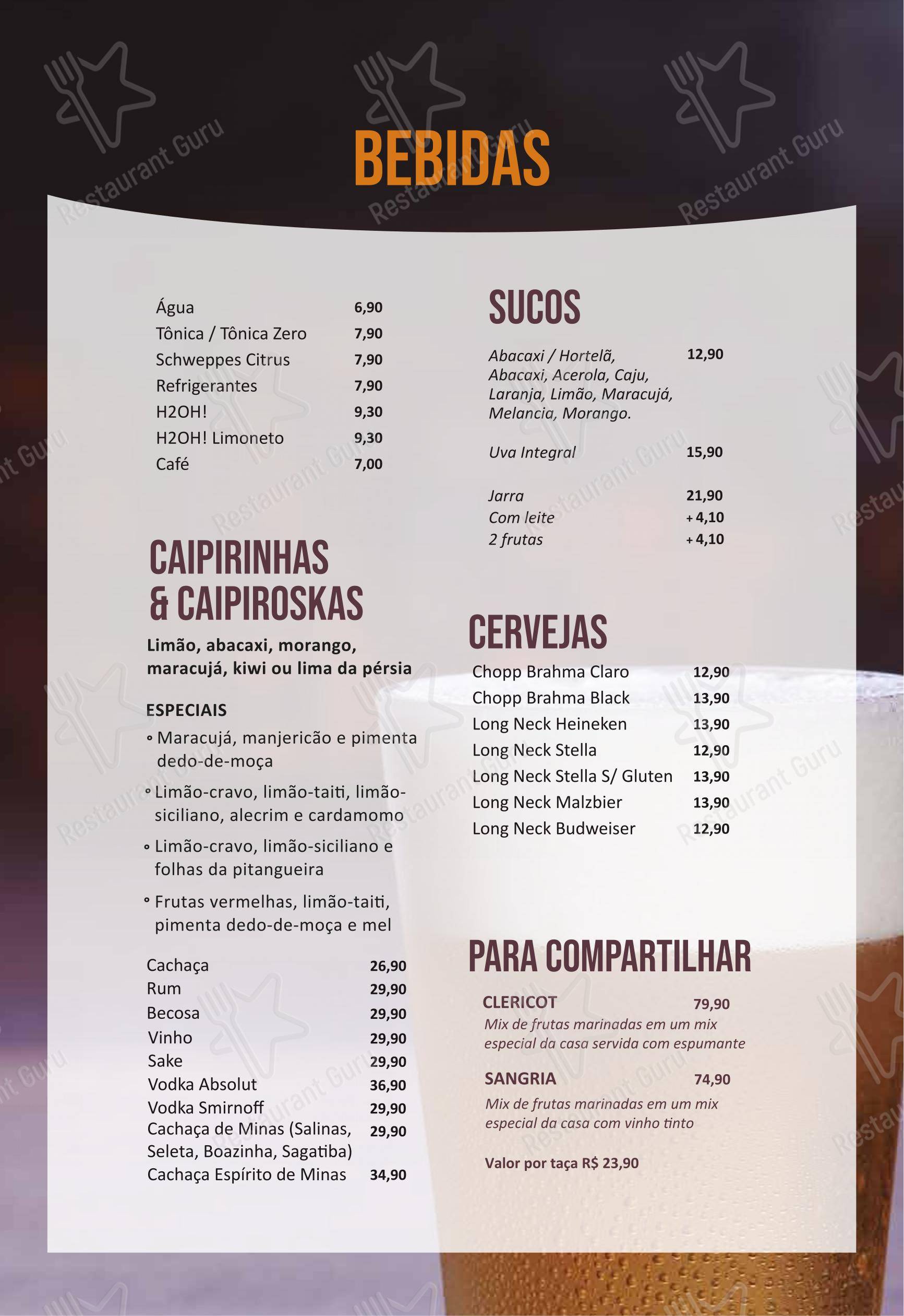 WO Brasa & Pizza em Valinhos - Menu bar