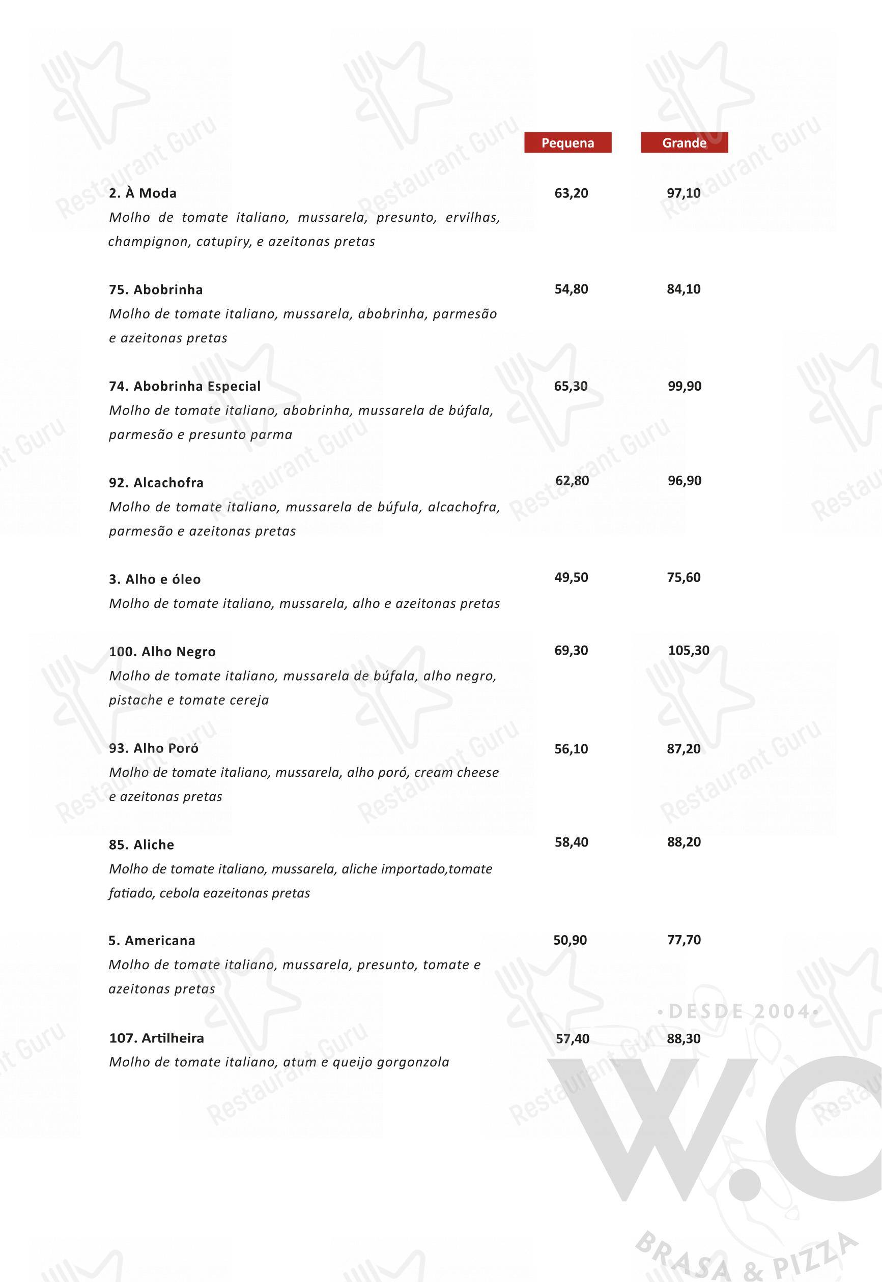 Menu para WO Brasa & Pizza em Valinhos