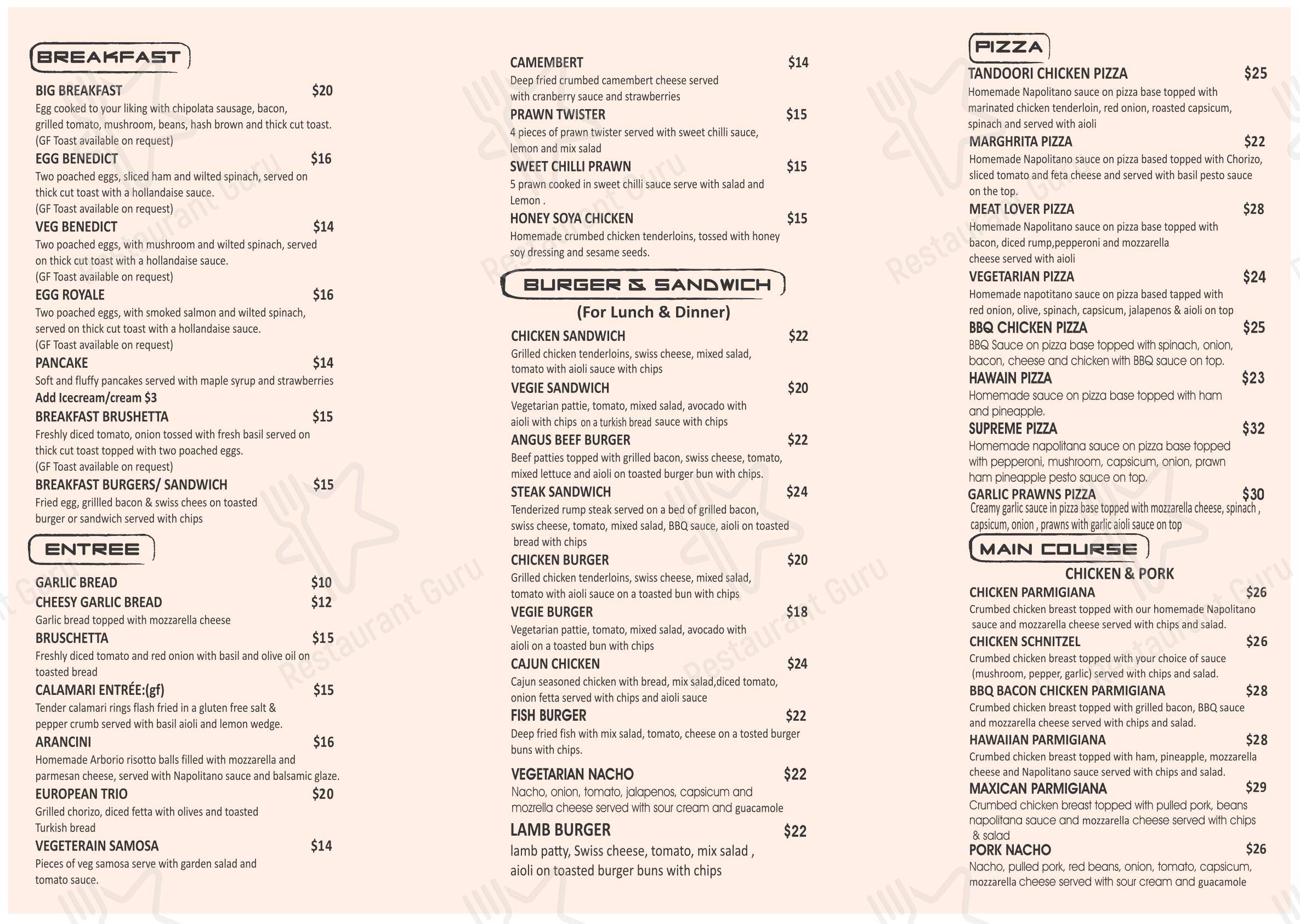 Menu at Donnybrook Riverside Restaurant & Cafe, Donnybrook
