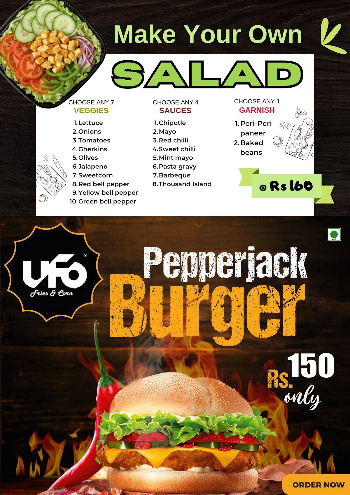 ufo Fries and Corn menu