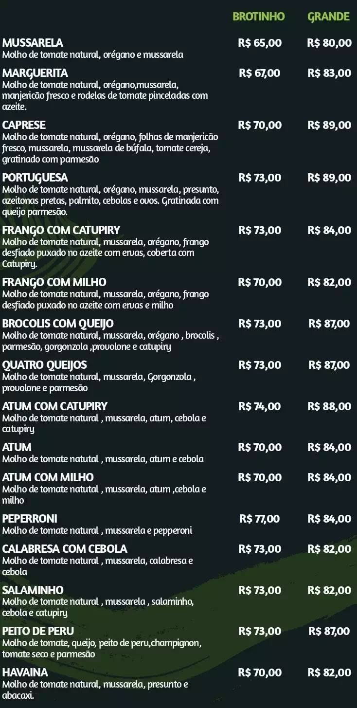 Garden Restaurante e Pizzaria cardápio