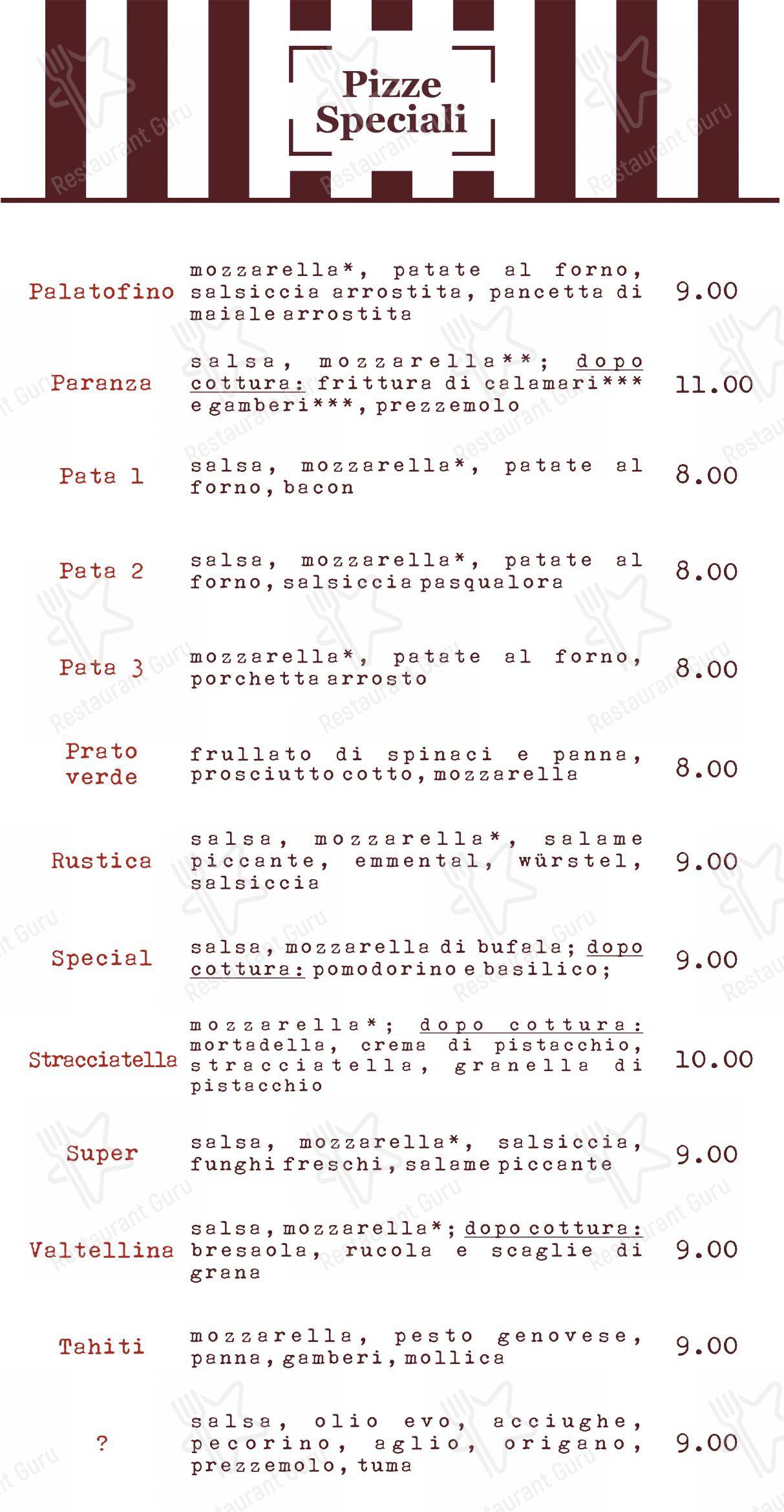 Menu di Mondo Pizza - Menu bar