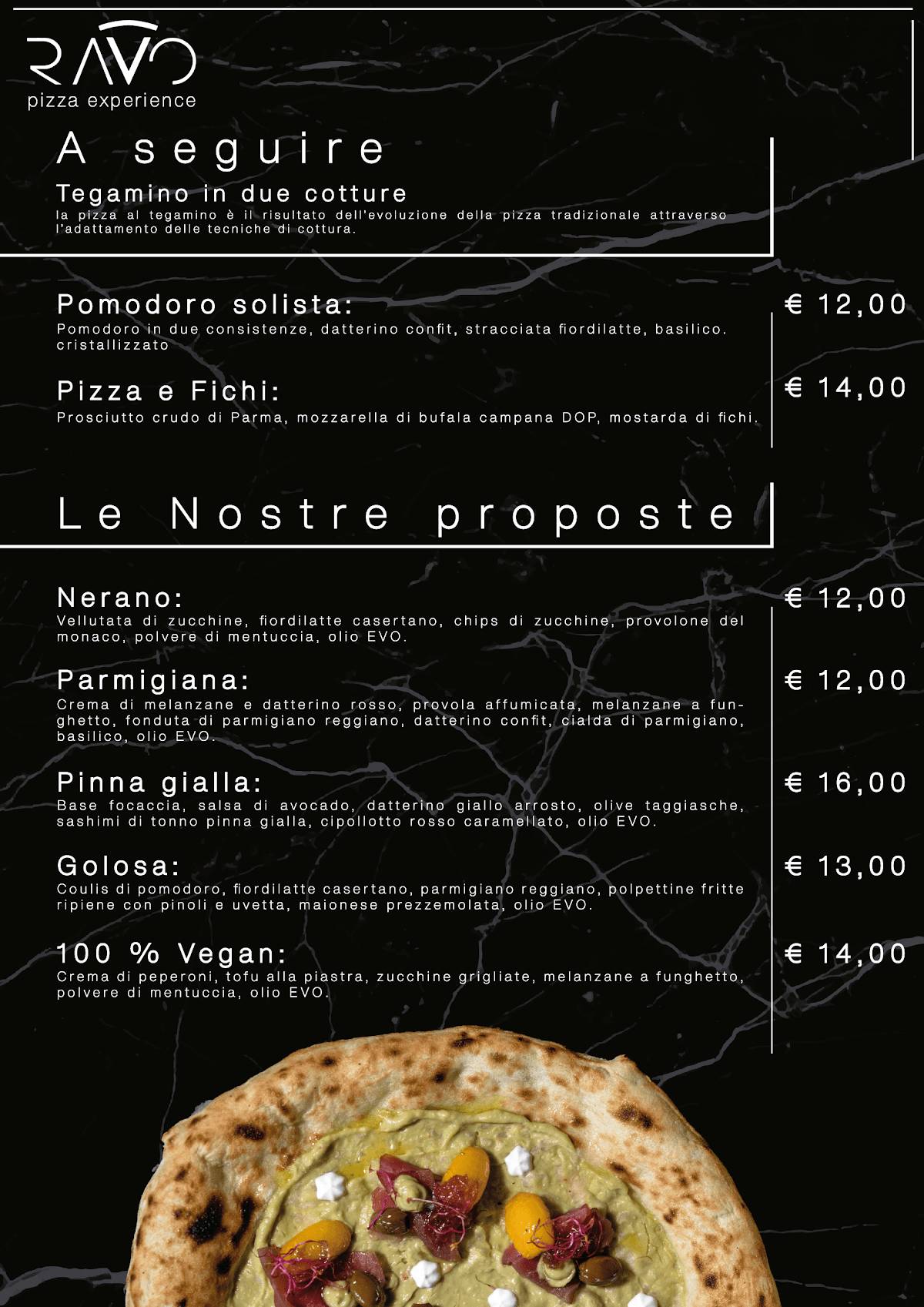 Menu di RAVO pizza experience 