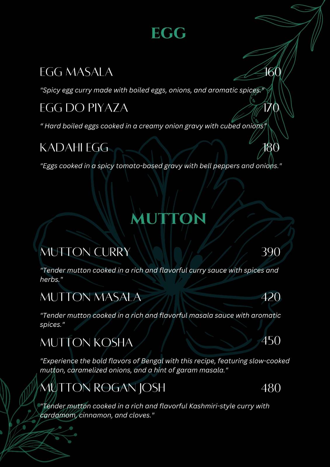 SAGA @ 1157 menu