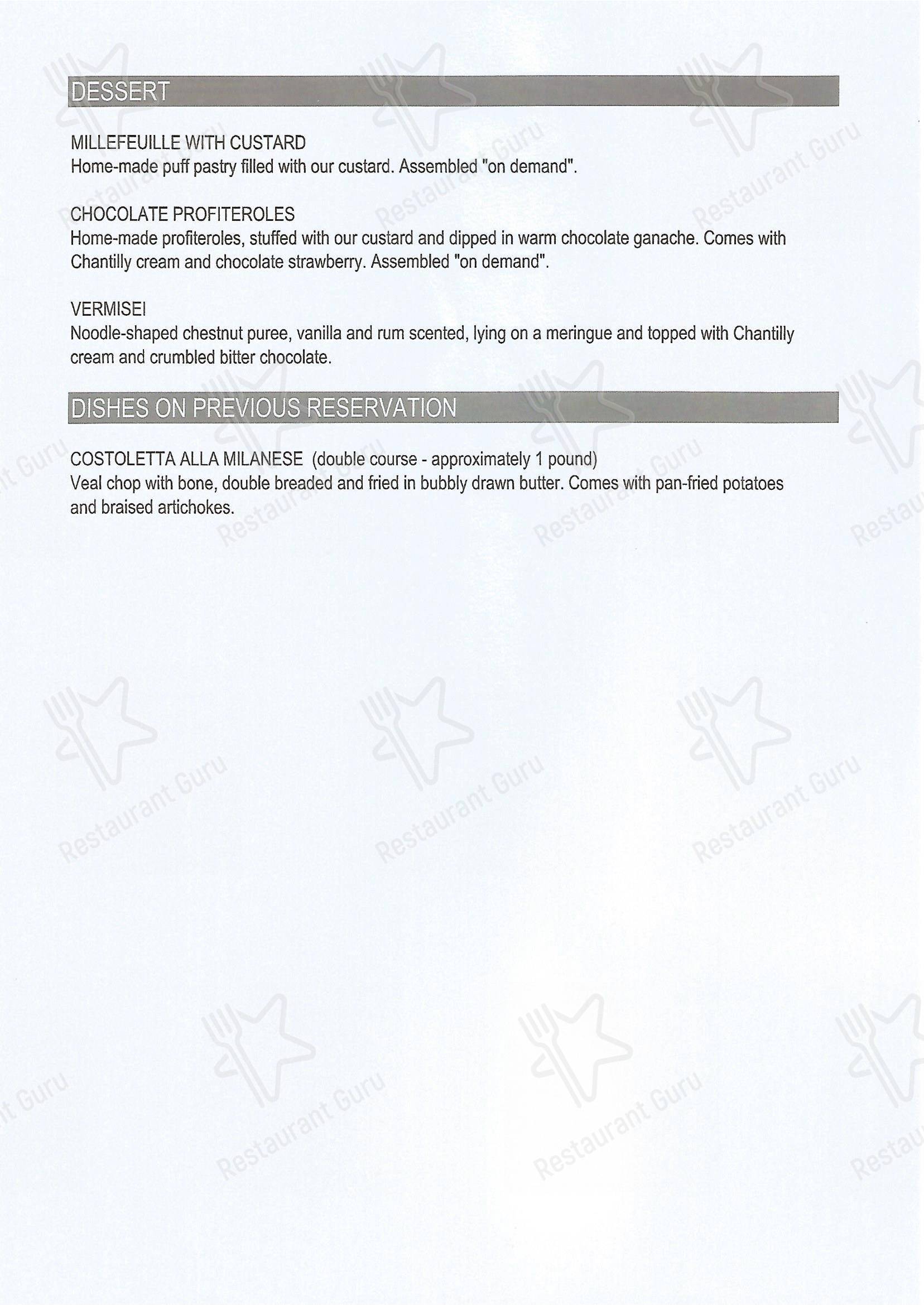 Menu di Ristorante Mary + Co - Menu bar