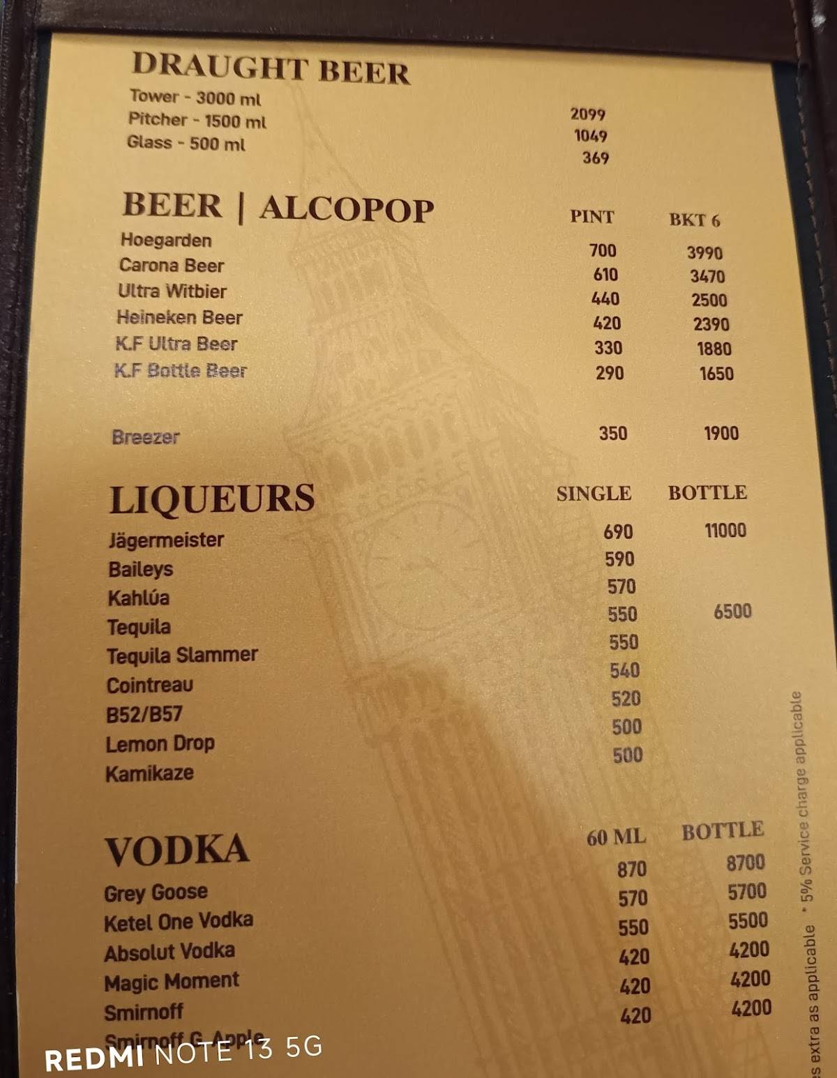 10 Downing Street - Begumpet menu