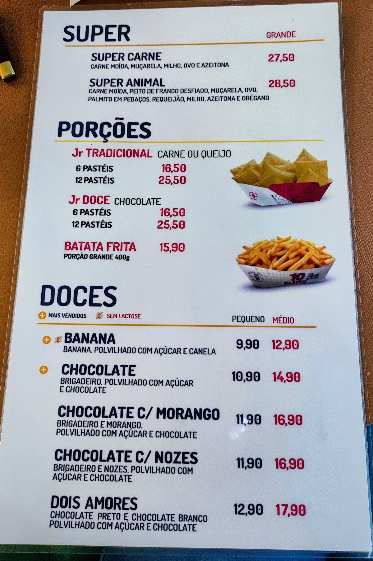 10 Pastéis cardápio