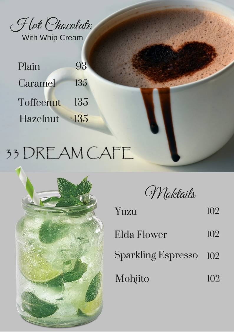 33Dream Café menu