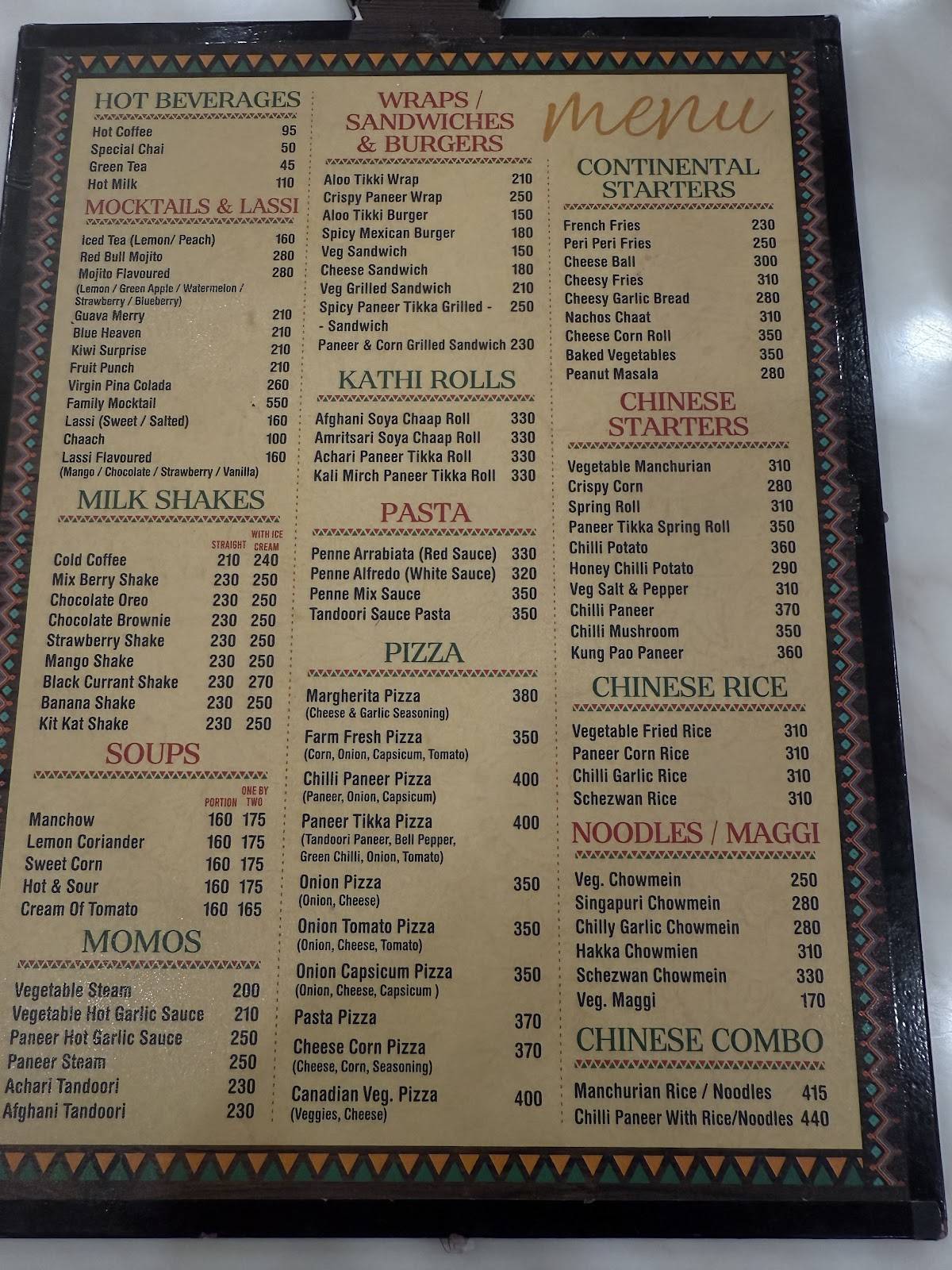 70 MILESTONE HAVELI & HAVELI ROOMS menu