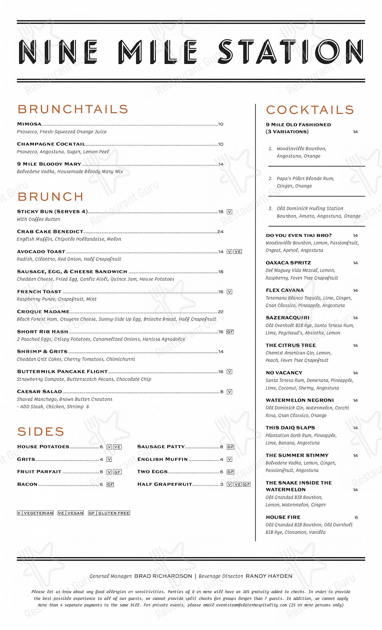 Menu at 9 Mile Station pub & bar, Atlanta, Ponce City Market