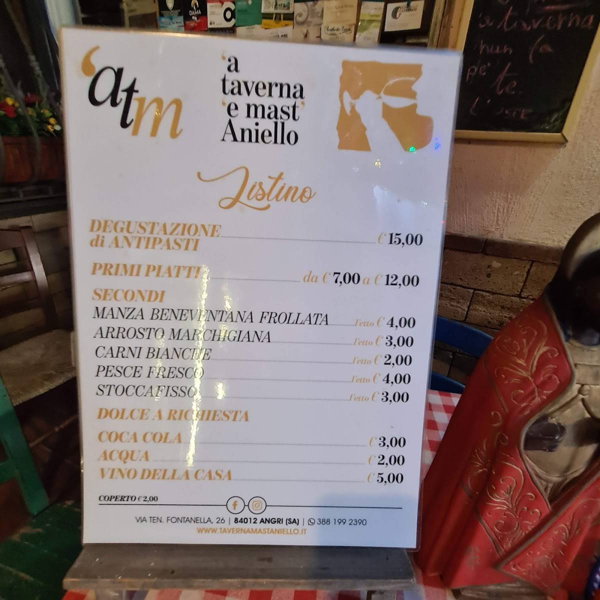 Menu di A Taverna e Mast'Aniello 