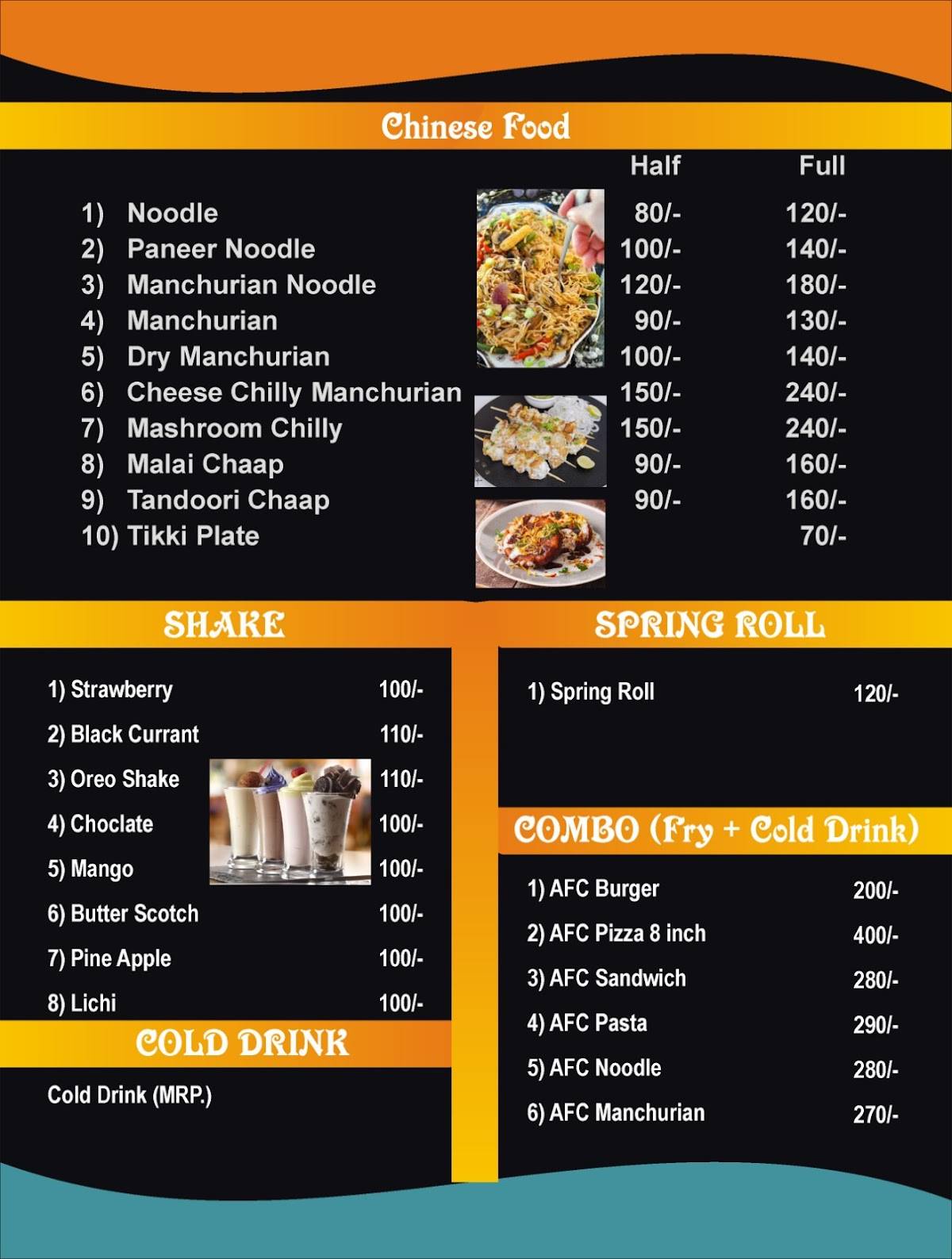 AFC Food Point menu