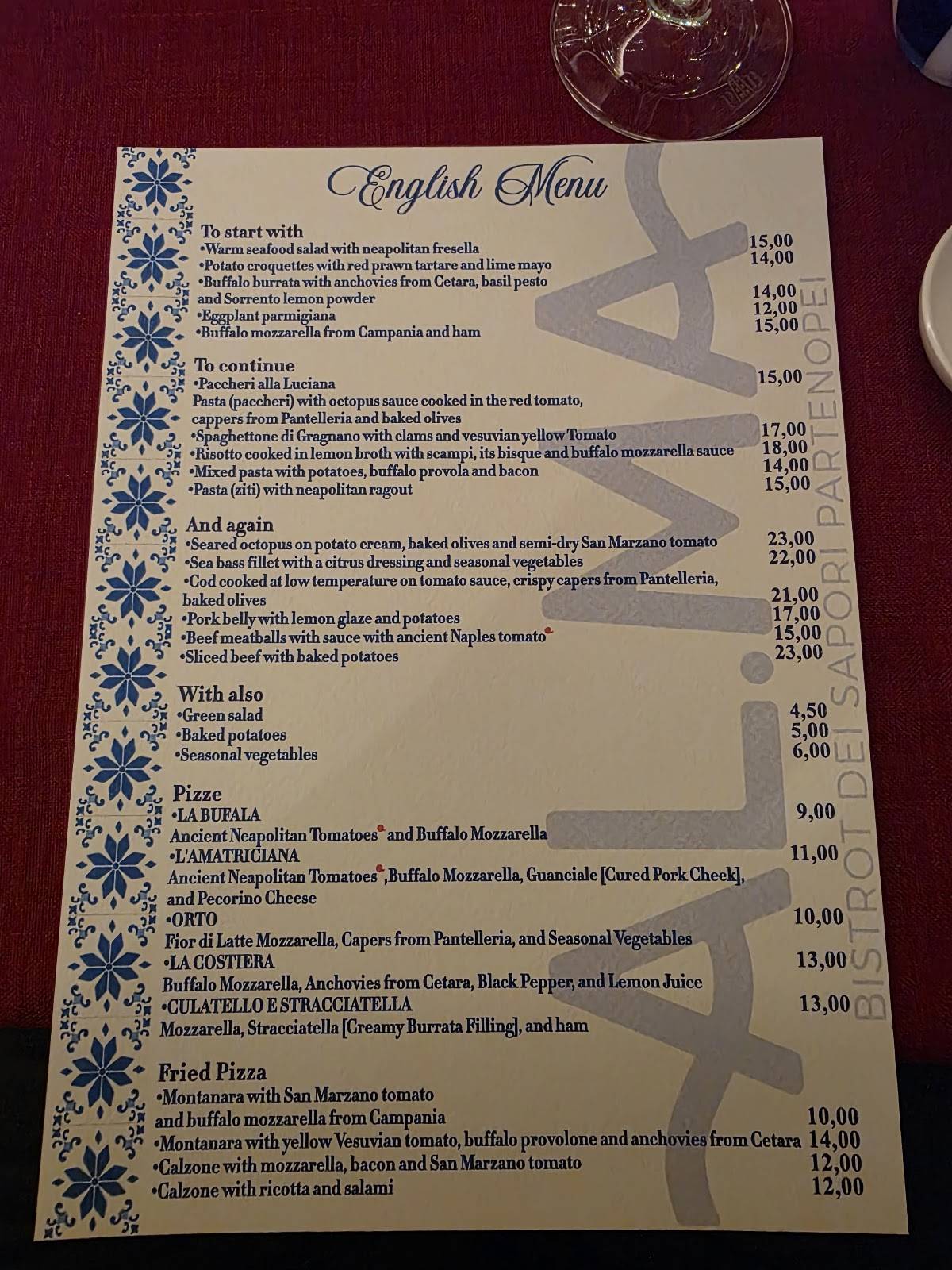 AL.MA - Bistrot dei Sapori Partenopei menu