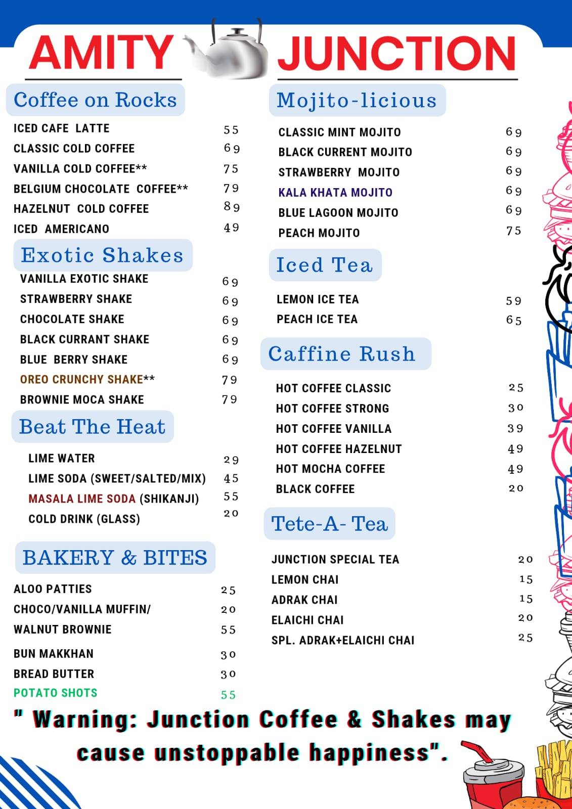 AMITY JUNCTION menu