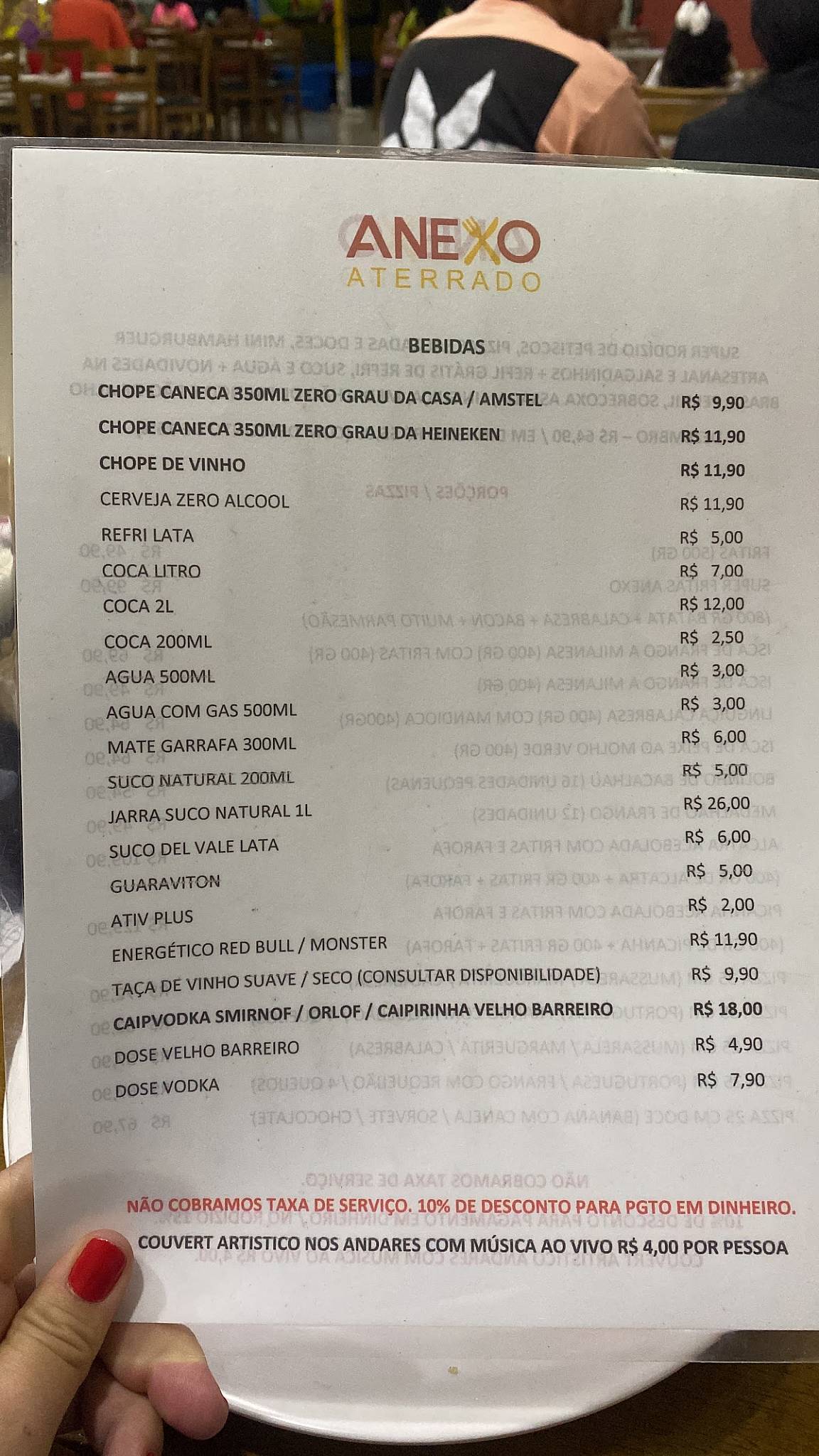 Anexo Aterrado cardápio