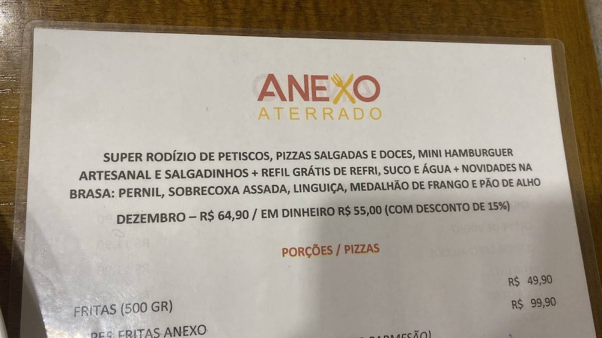 Anexo Aterrado cardápio