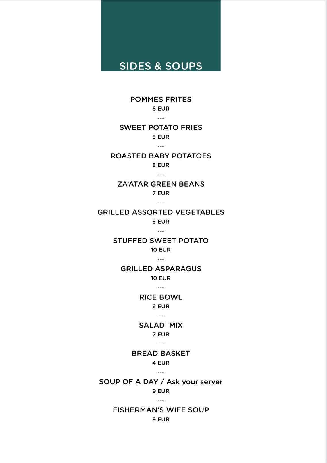 Menu di ARKA Dubrovnik (OLD TOWN) 