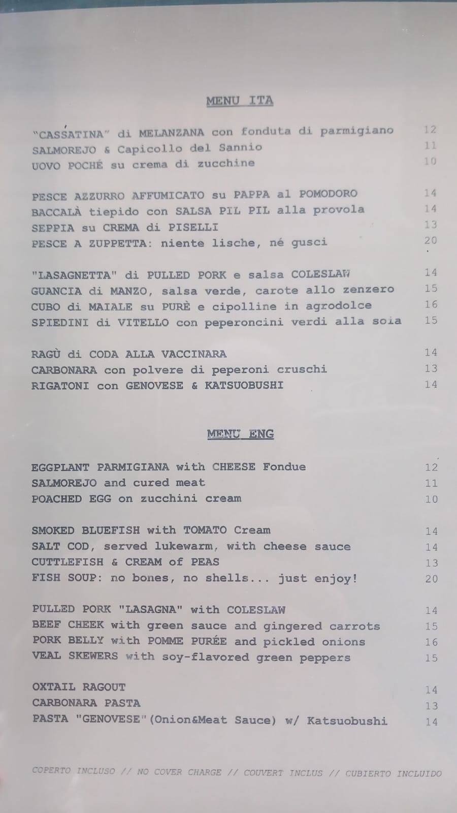 Menu di AZZUPPA Restaurant 