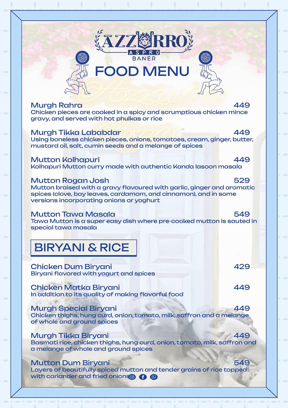 AZZURRO ASPRO - BEST BAR IN BANER menu