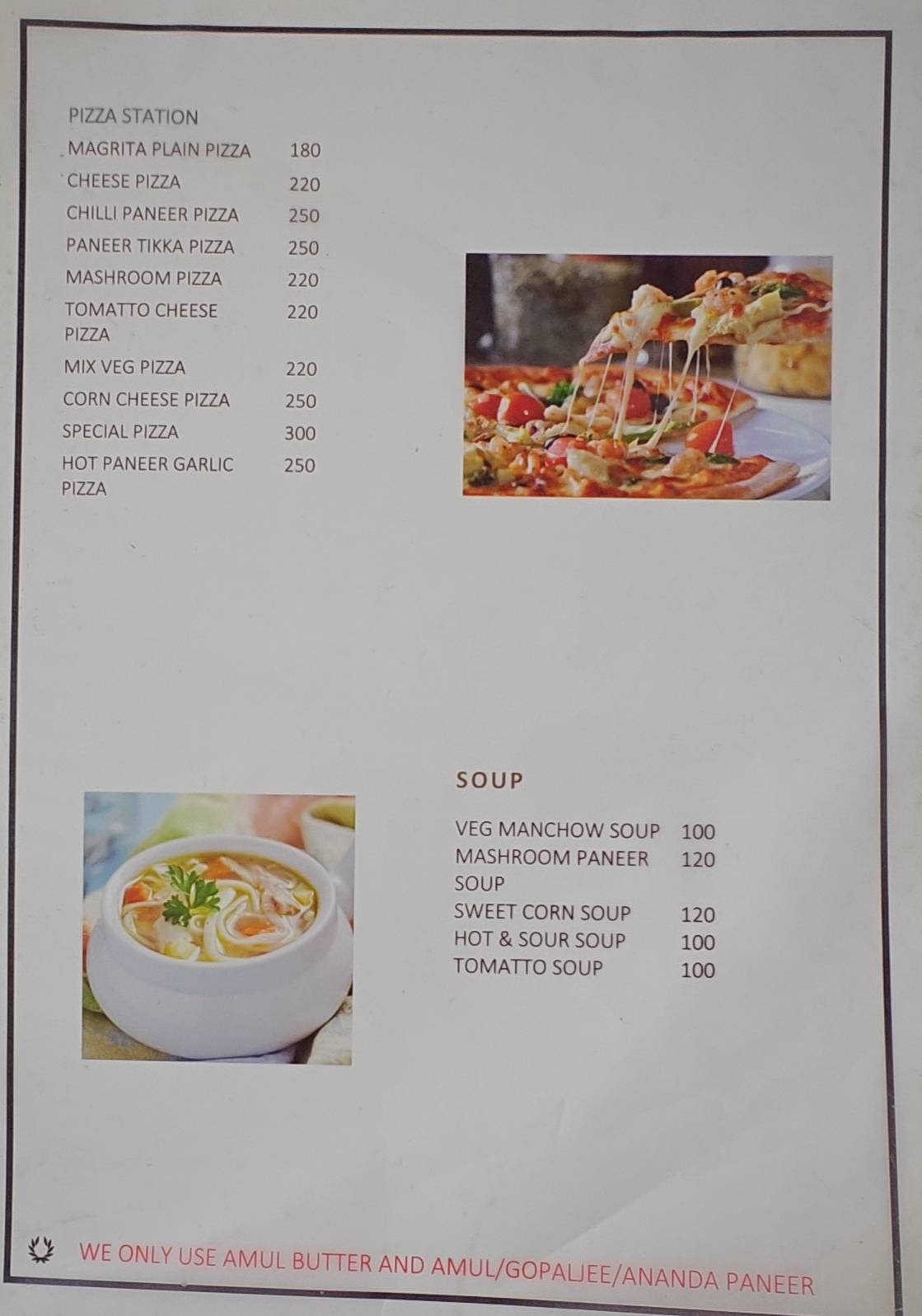 Aangan Dhaba menu