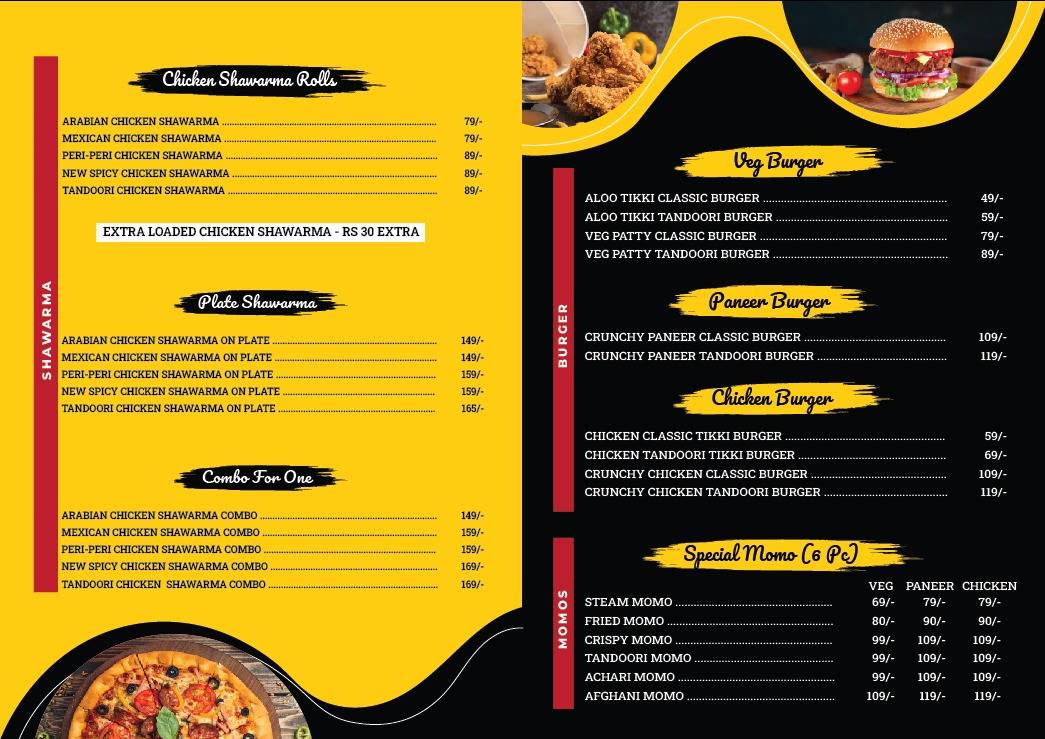 Absolute Shawarma menu