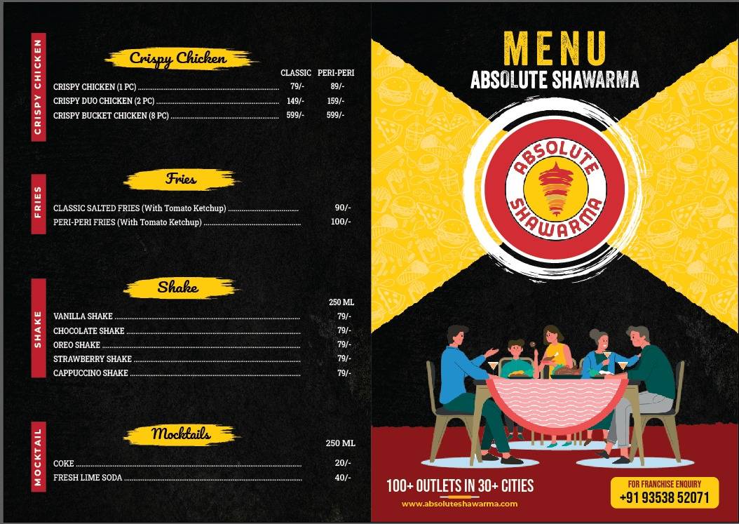 Absolute Shawarma menu