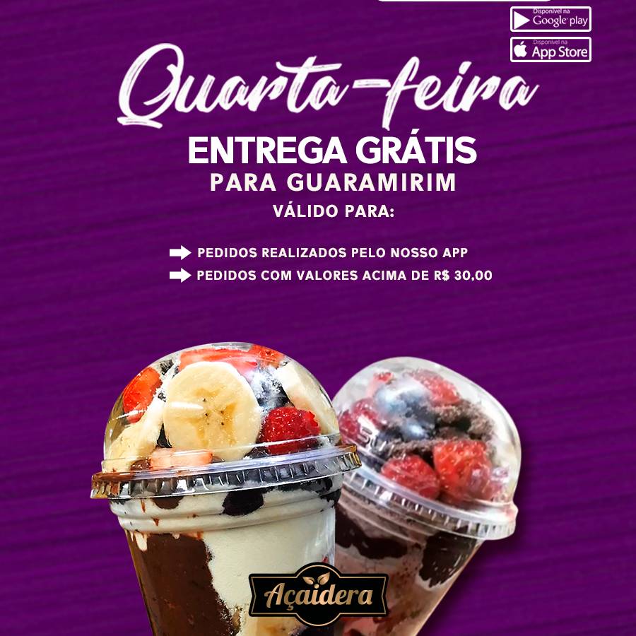 Açaidera cardápio