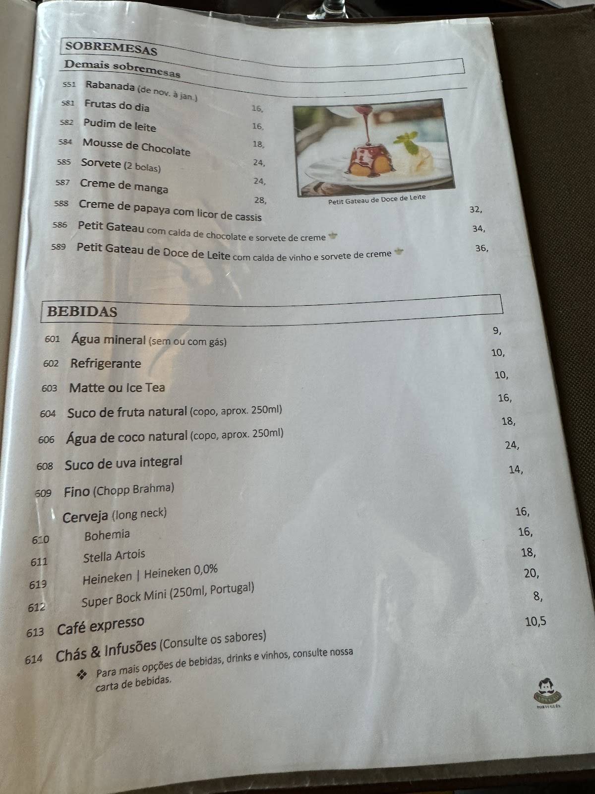 Adegão Português cardápio