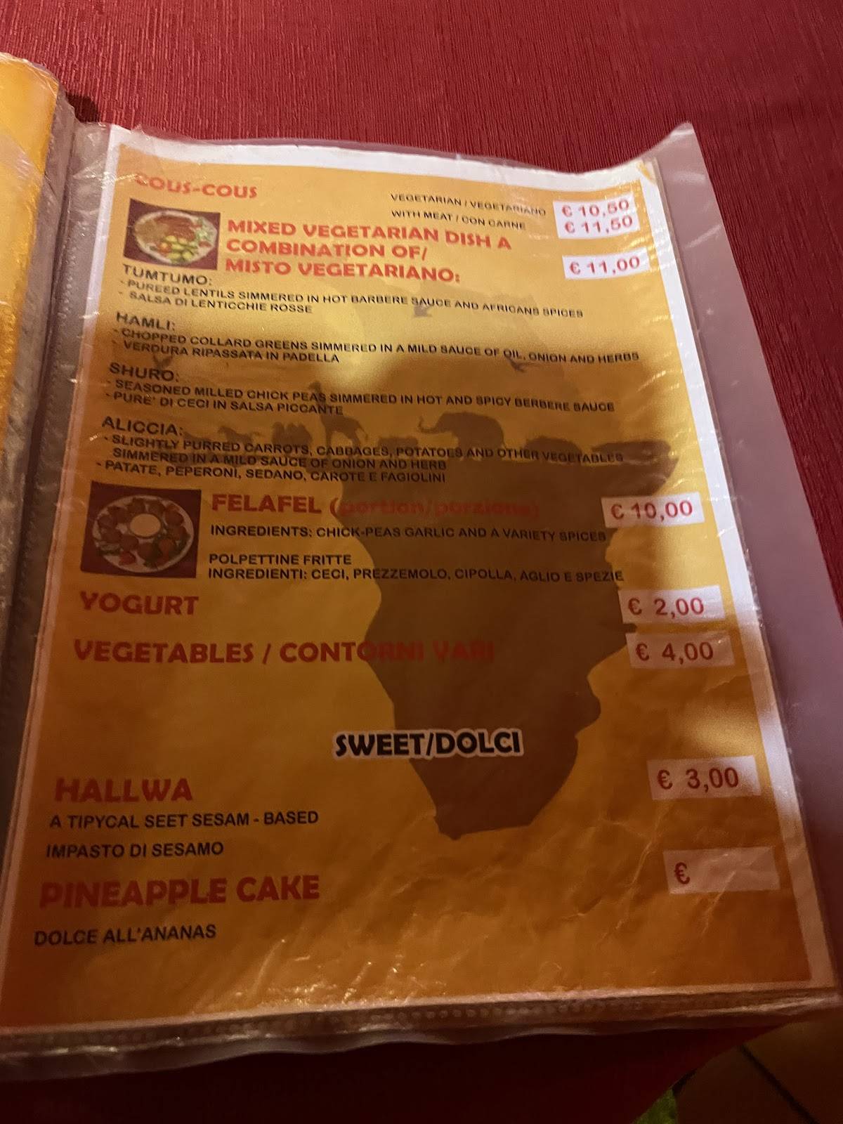 Menu di Africa 