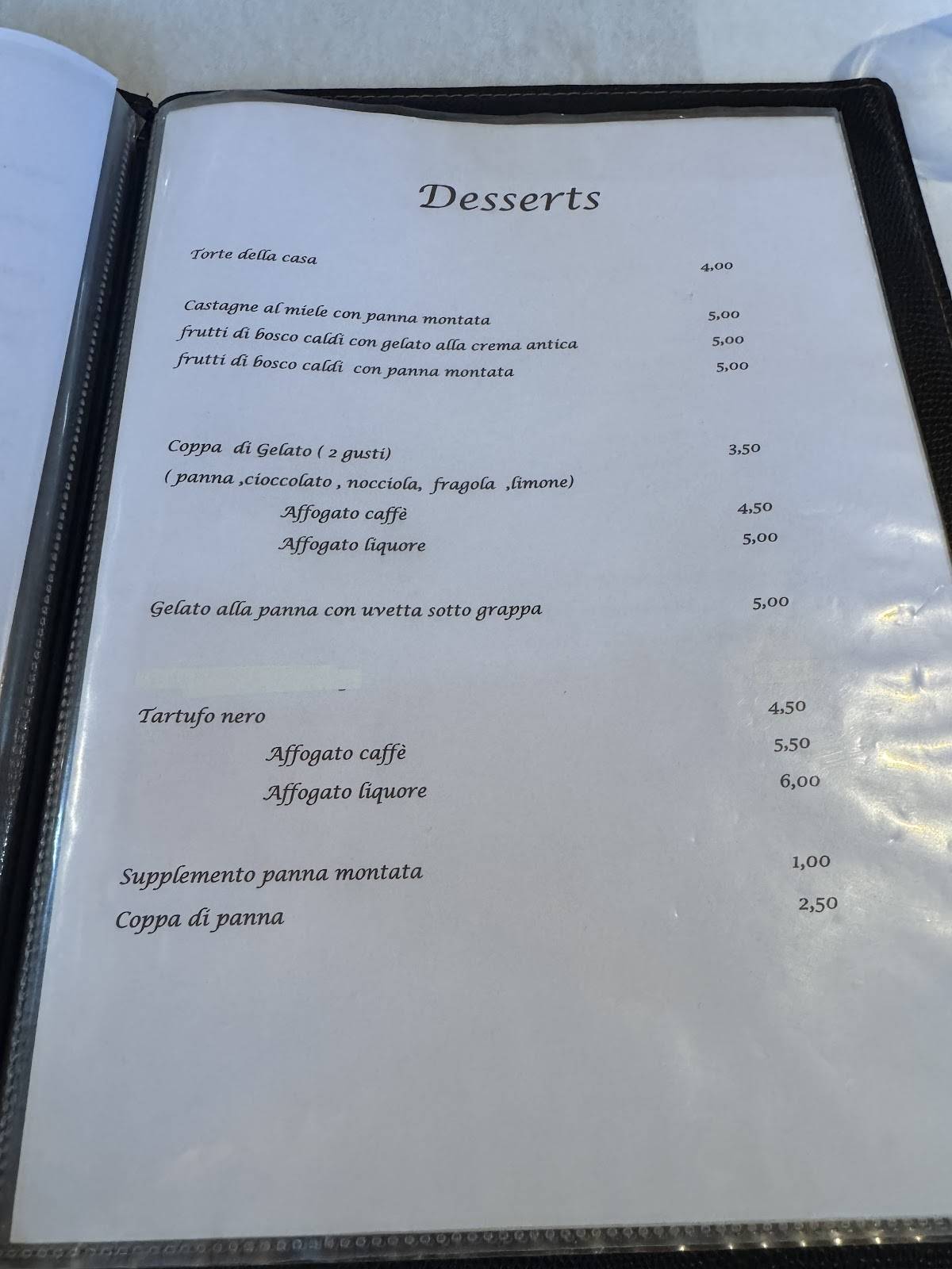 Menu di Agriturismo Binda 