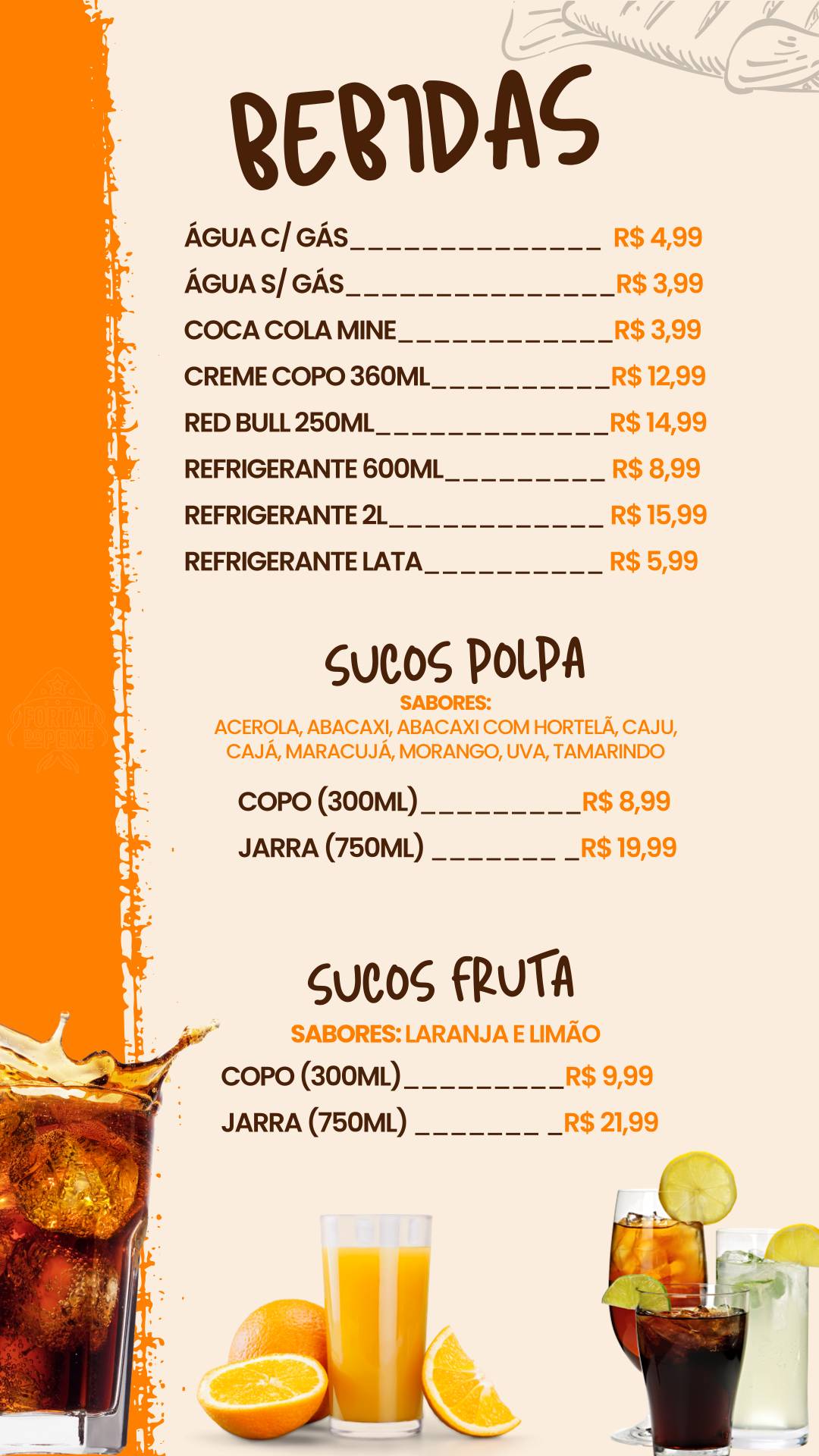 Fortal do Peixe cardápio