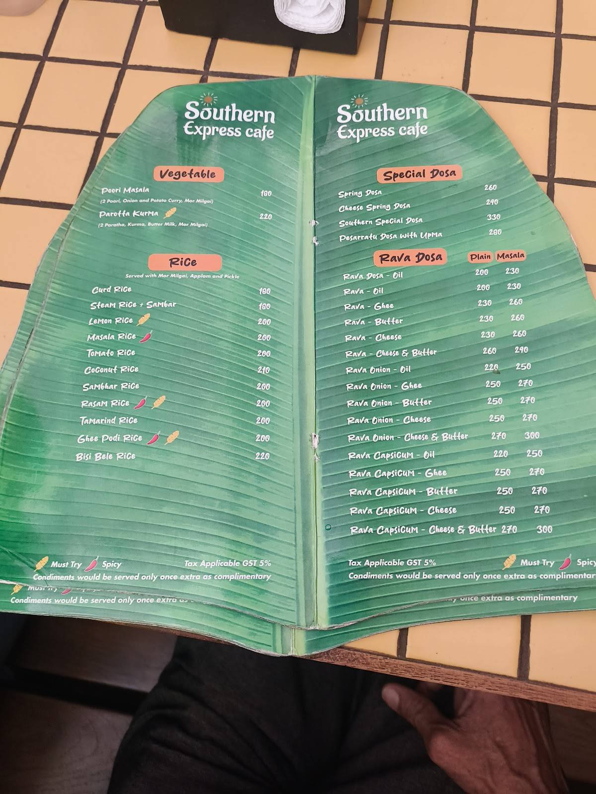 Southern Express Cafe South Bopal menu