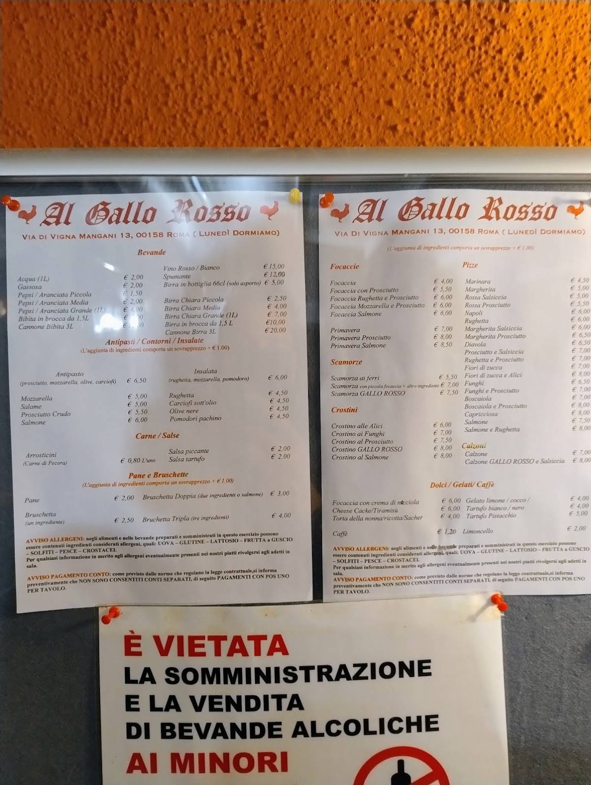 Menu di Al Gallo Rosso 