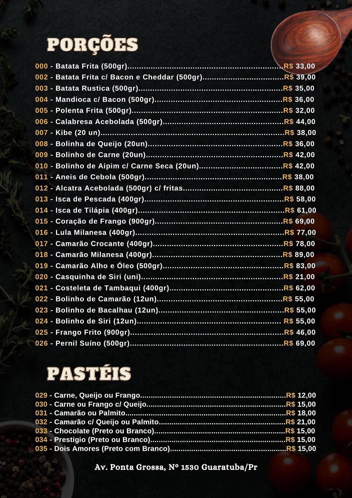 Al Maré Restaurante e Choperia cardápio