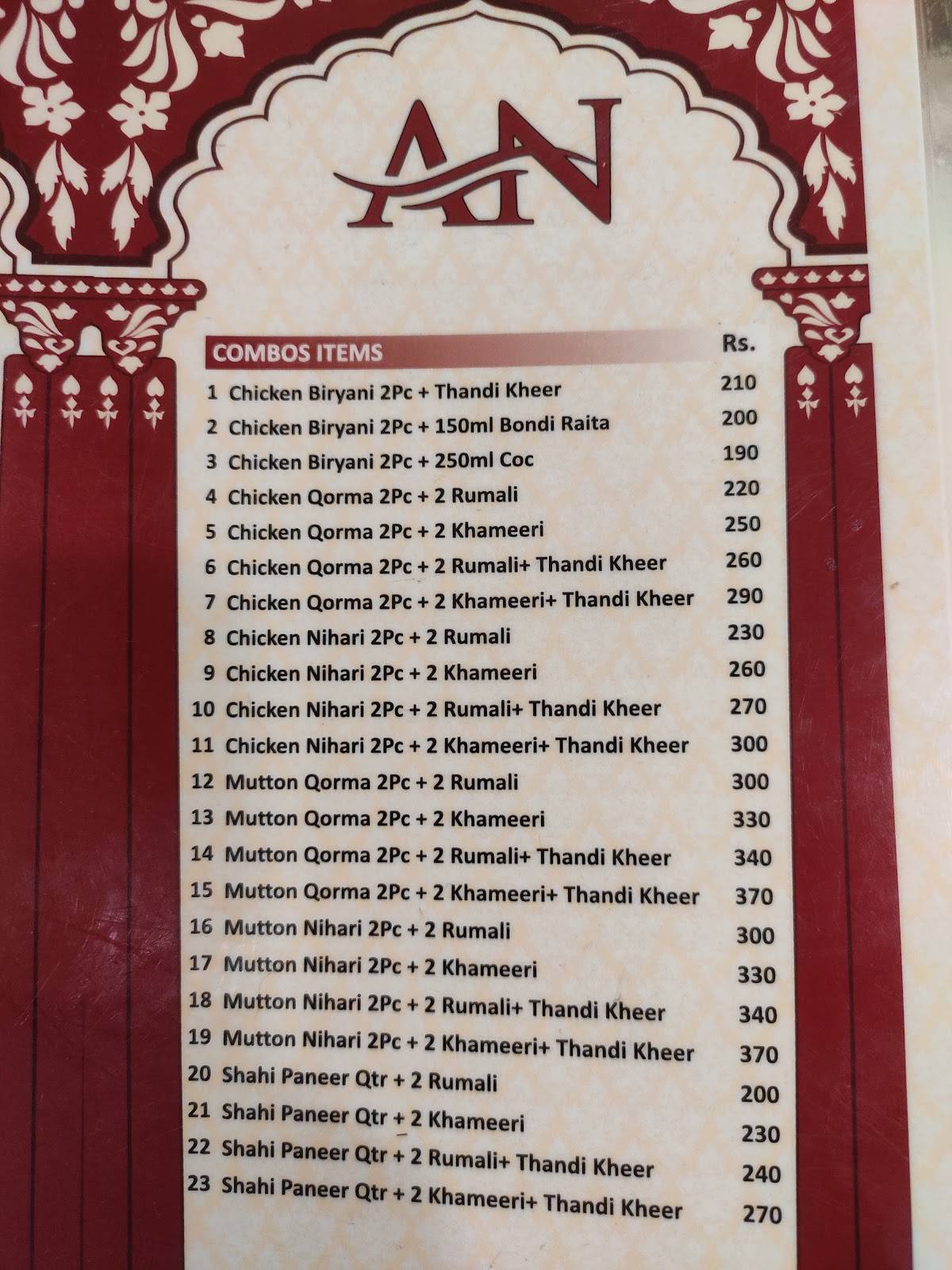 Al - Nawab Restaurant menu