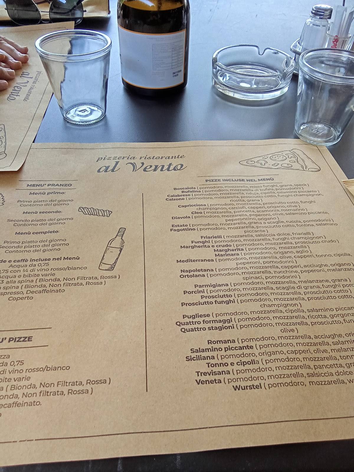 Menu di Al Vento Pizzeria Ristorante 