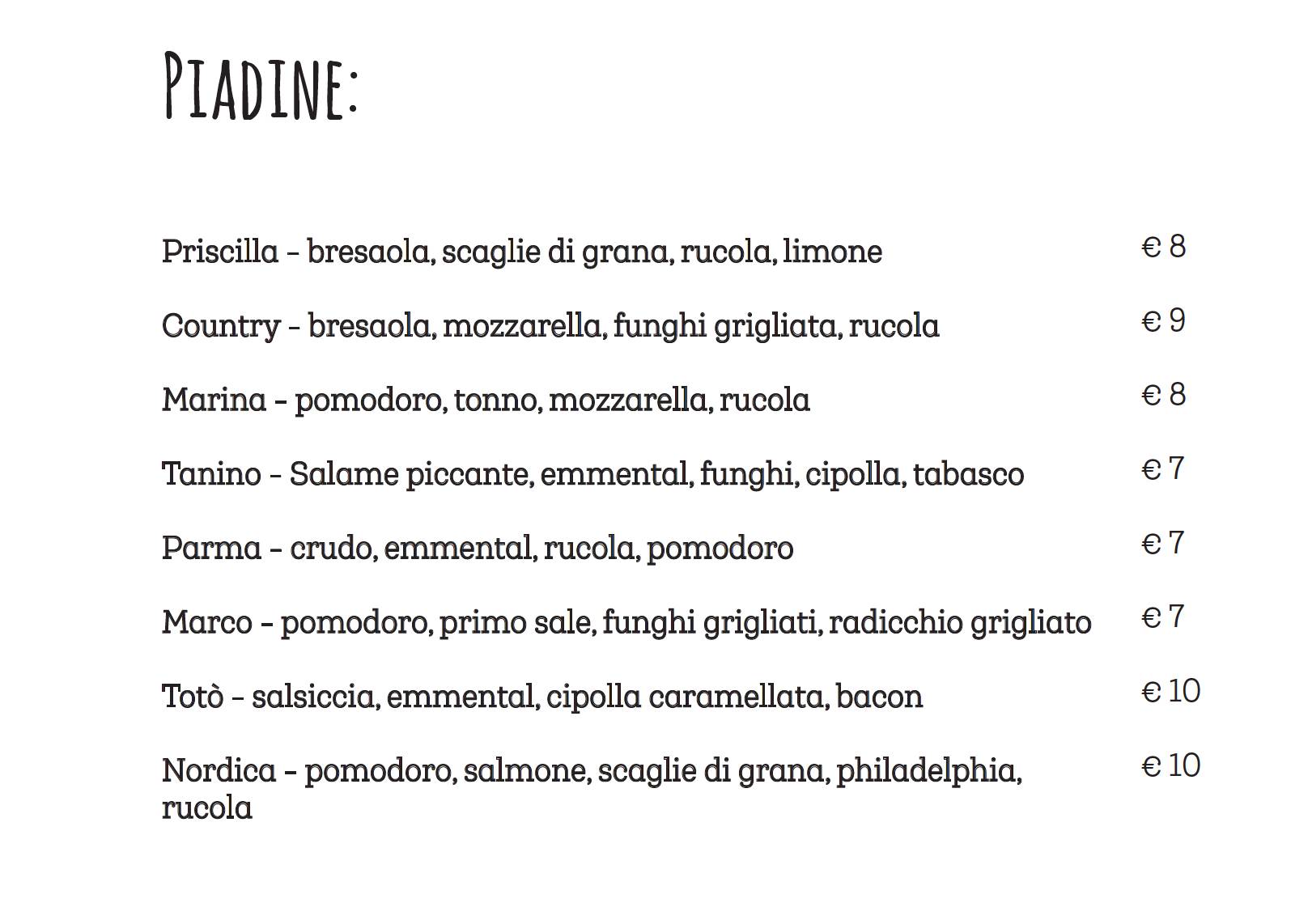 Menu di Graal 