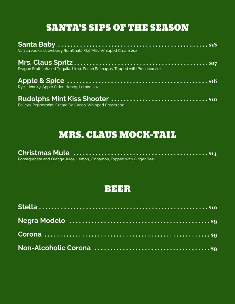 Menu de Aleria - Christmas On Queen