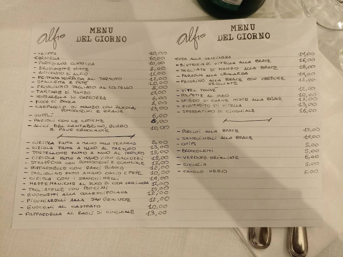 Menu di Alfio Trattoria Ternana 