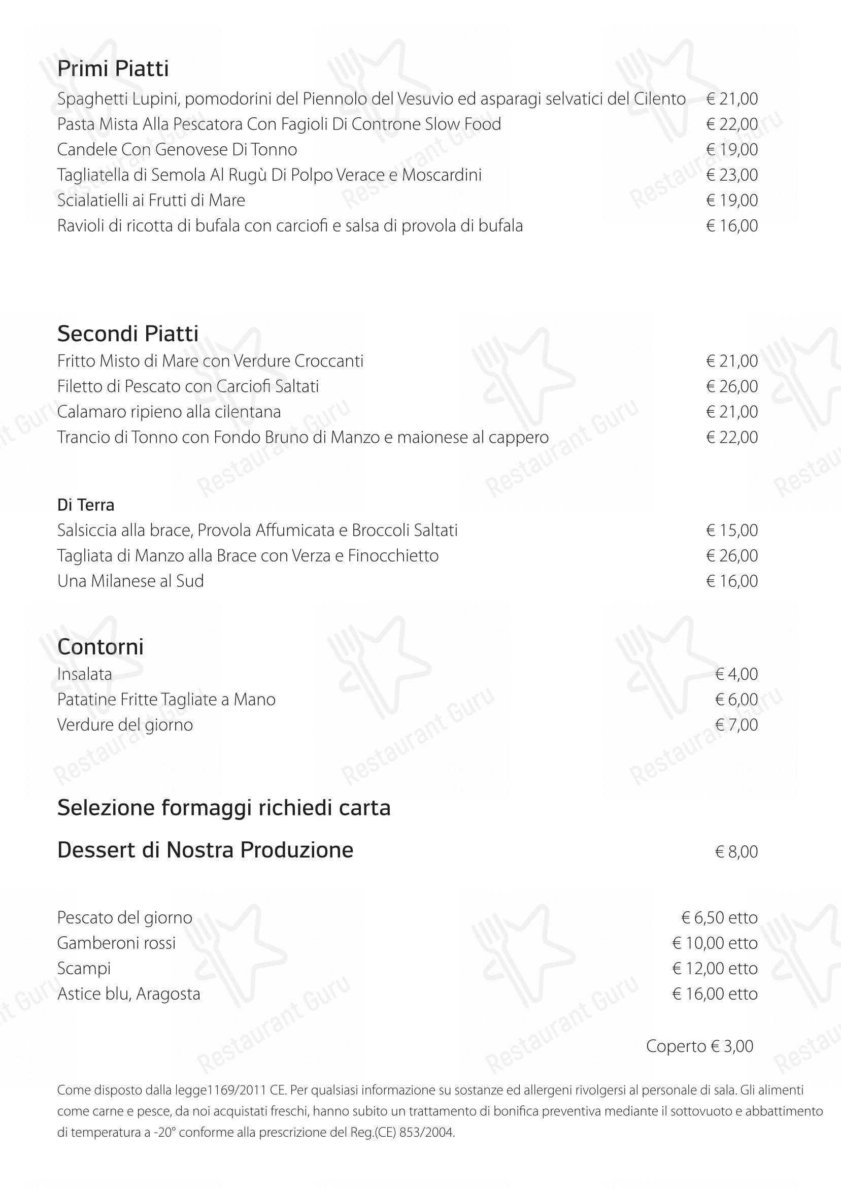 Menu per Alici Cucina Mediterranea ristorante