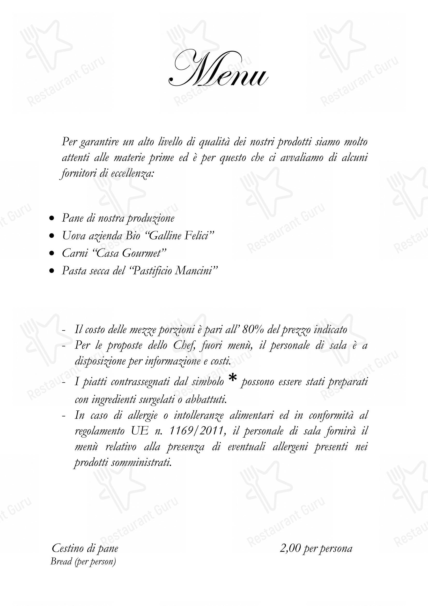 Menu pour All'Arancio d'Oro da Cialfi - Menu