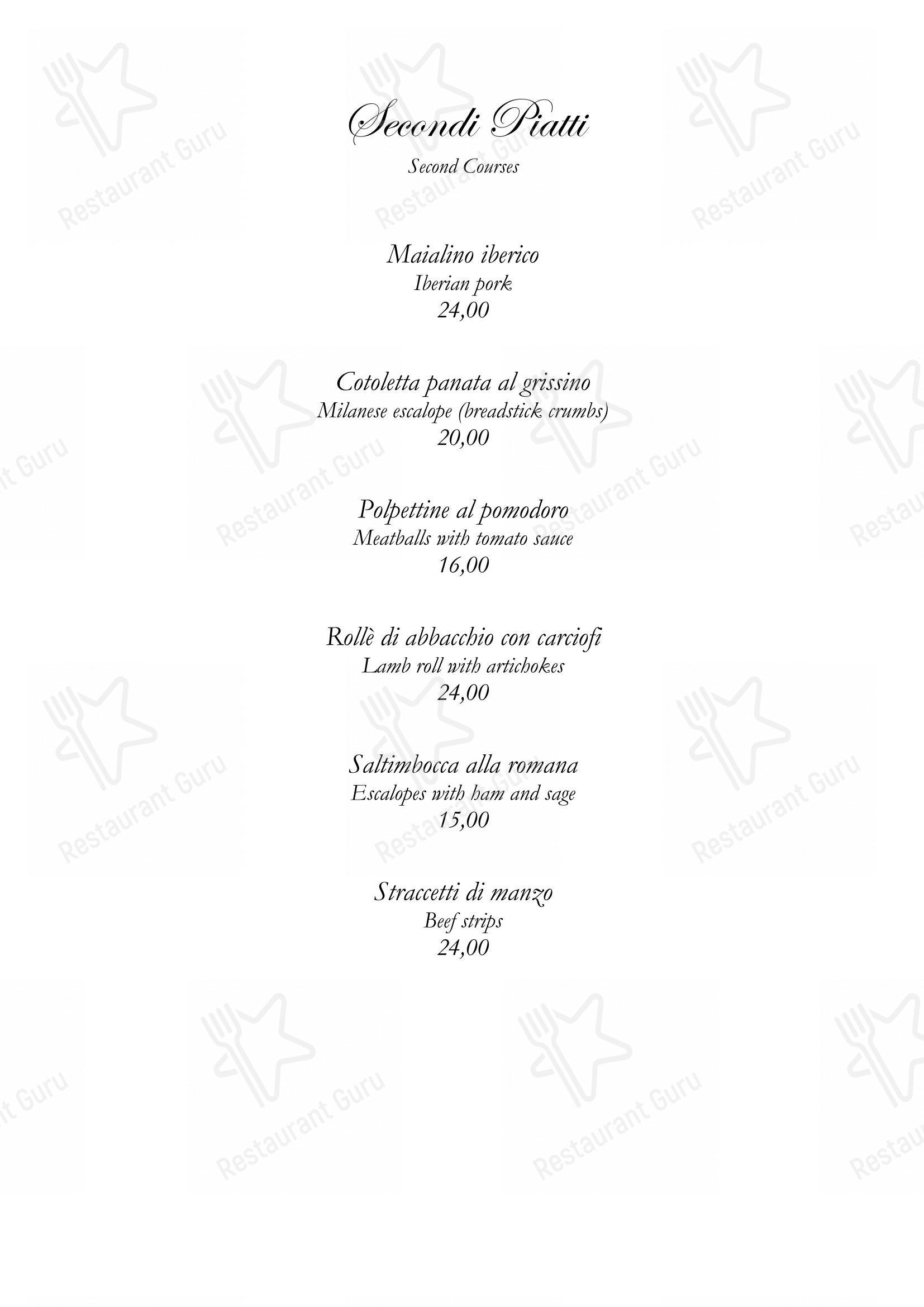 Menu pour All'Arancio d'Oro da Cialfi restaurant