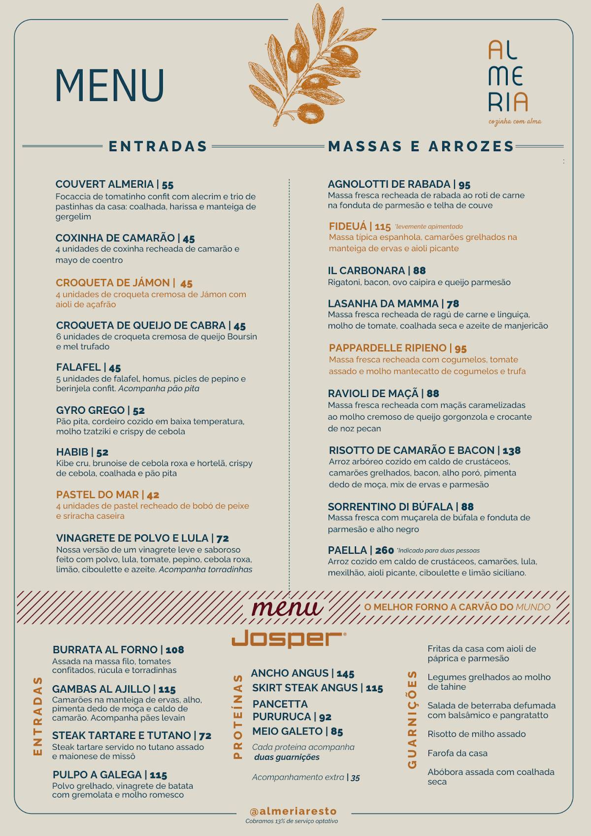 Almeria Restaurante cardápio