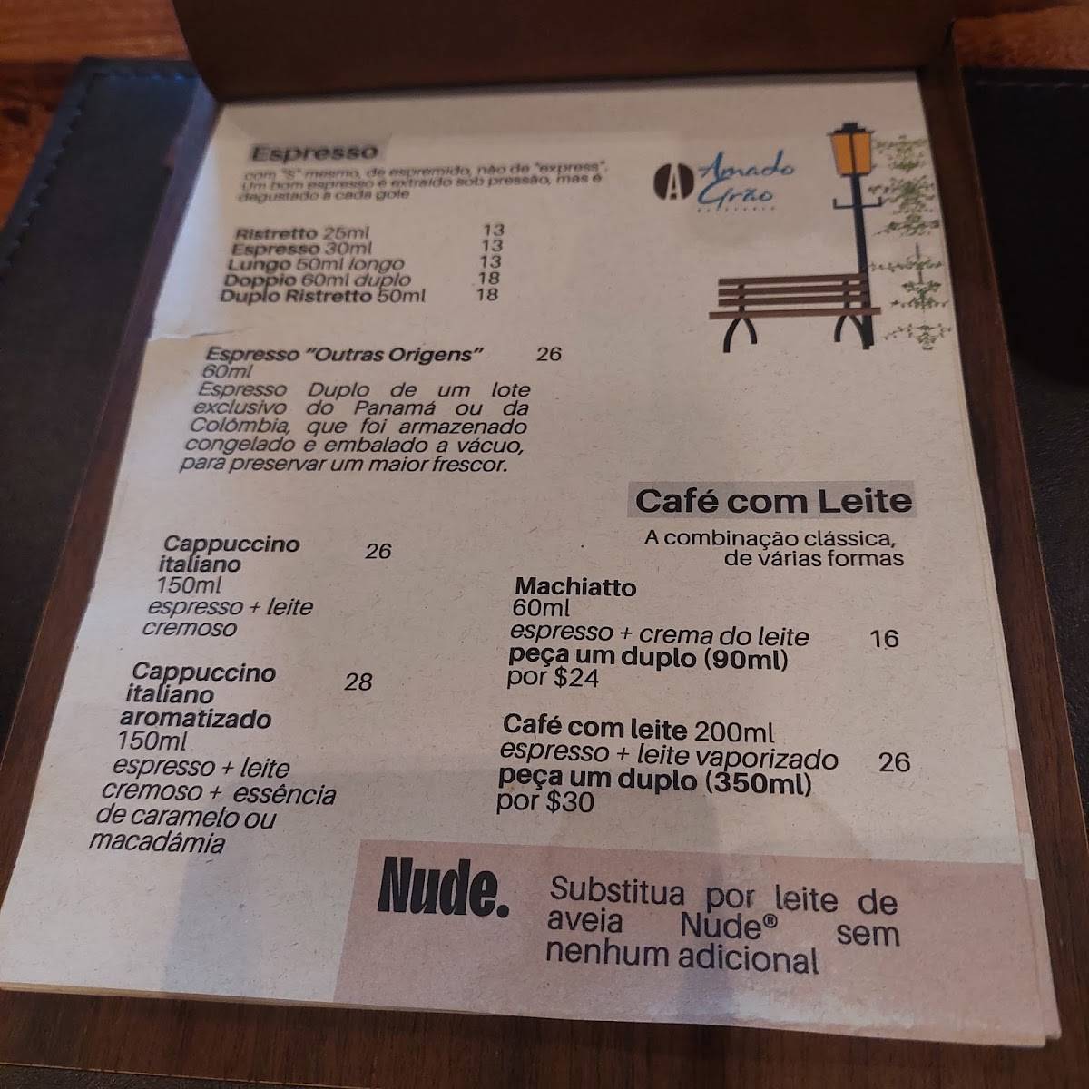 Amado grão cafeteria cardápio