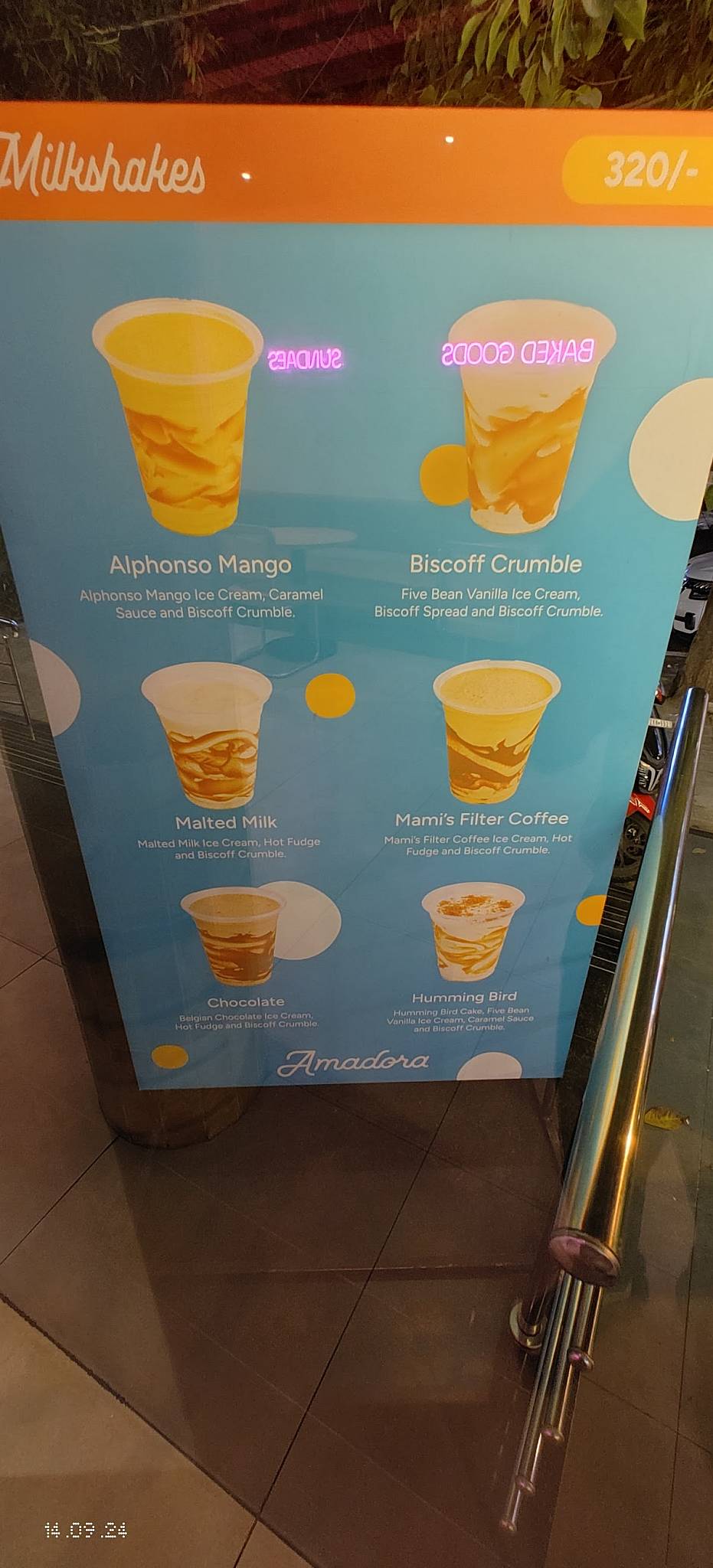 Amadora Artisan Ice Cream HSR menu