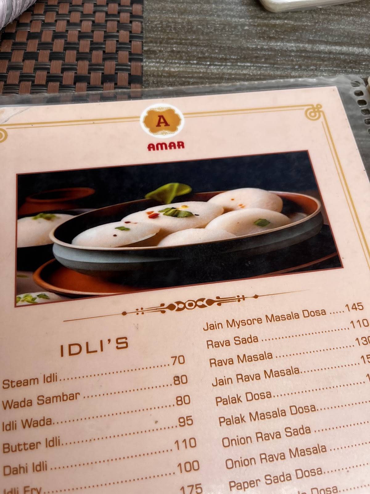 Amar Juice & Restaurant menu