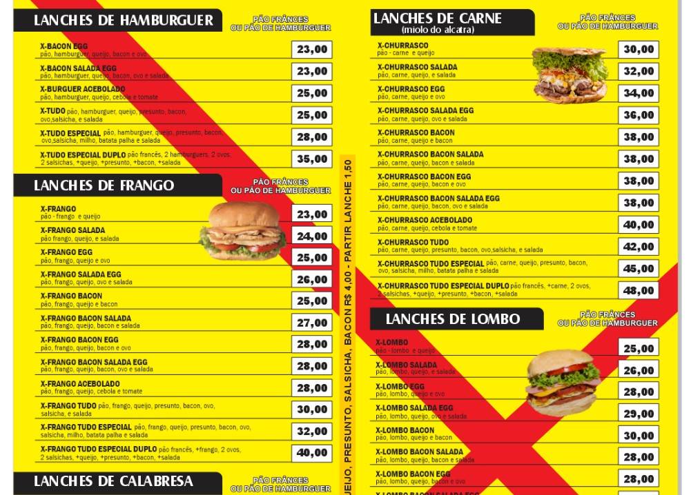 Amauri Mega Lanches e Pizzas cardápio