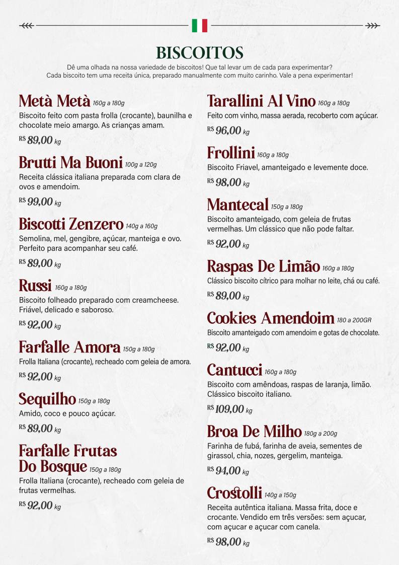 Mand'oro Massas - Cucina Artigianale Italiana em Americana cardápio