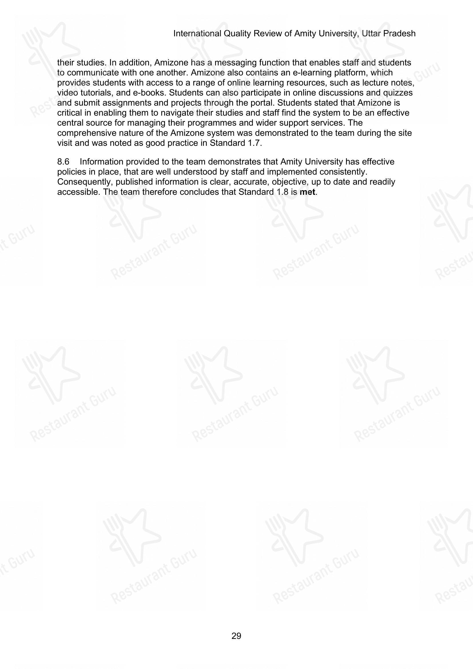 Amity University Canteen menu - 菜单